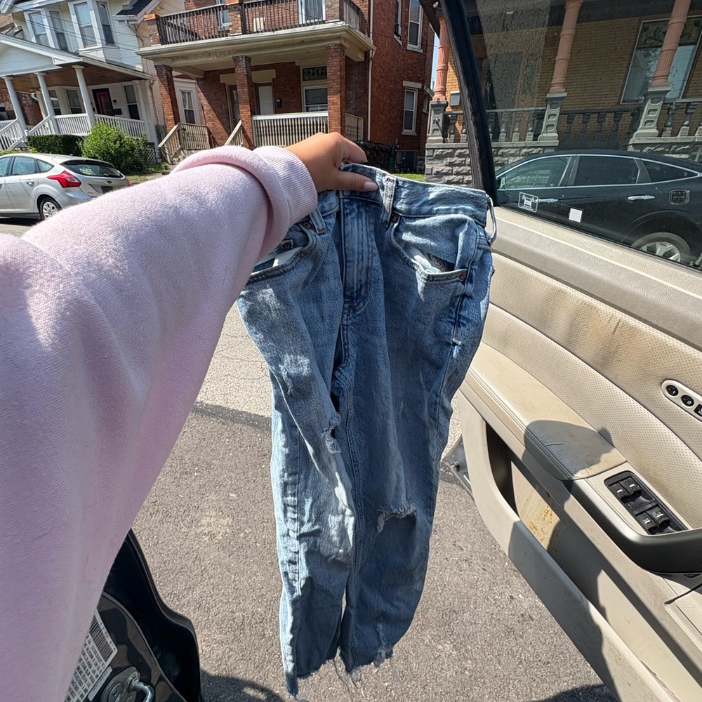 Distressed Blue Jeans